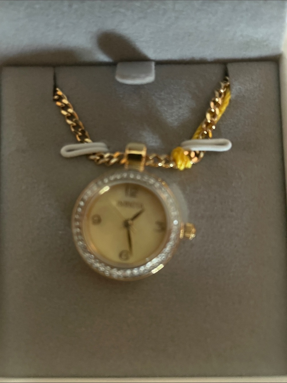 Invicta Gold Tone Pendant Watch with Crystal Bezel